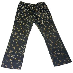 VTG Gigi Clark Black Butterfly Brocade Pants Made in USA 11/12 Y2K Coquette Silk